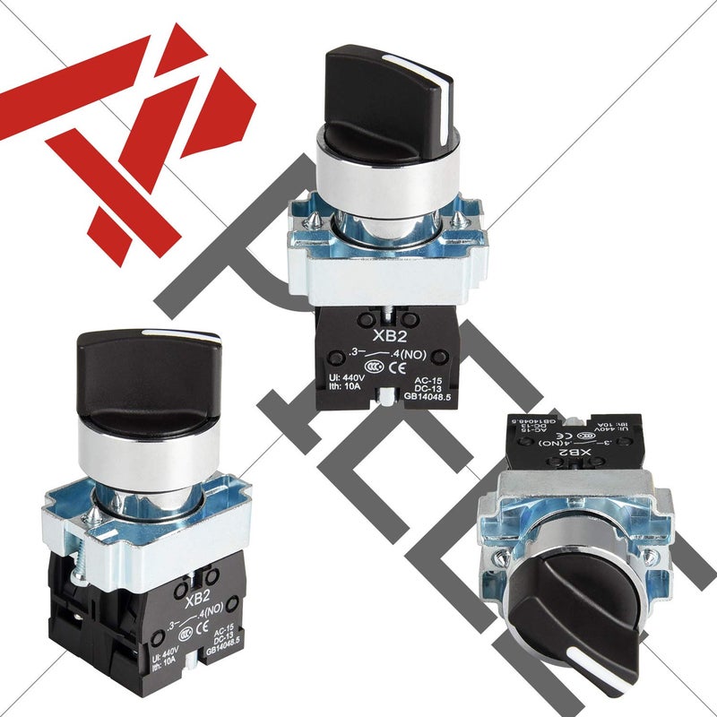 APIELE (Pack of 2) 22mm 3 Position Selector Switch Maintained 2NO XB2-20X/31 (3 Position Maintained) - Image 3